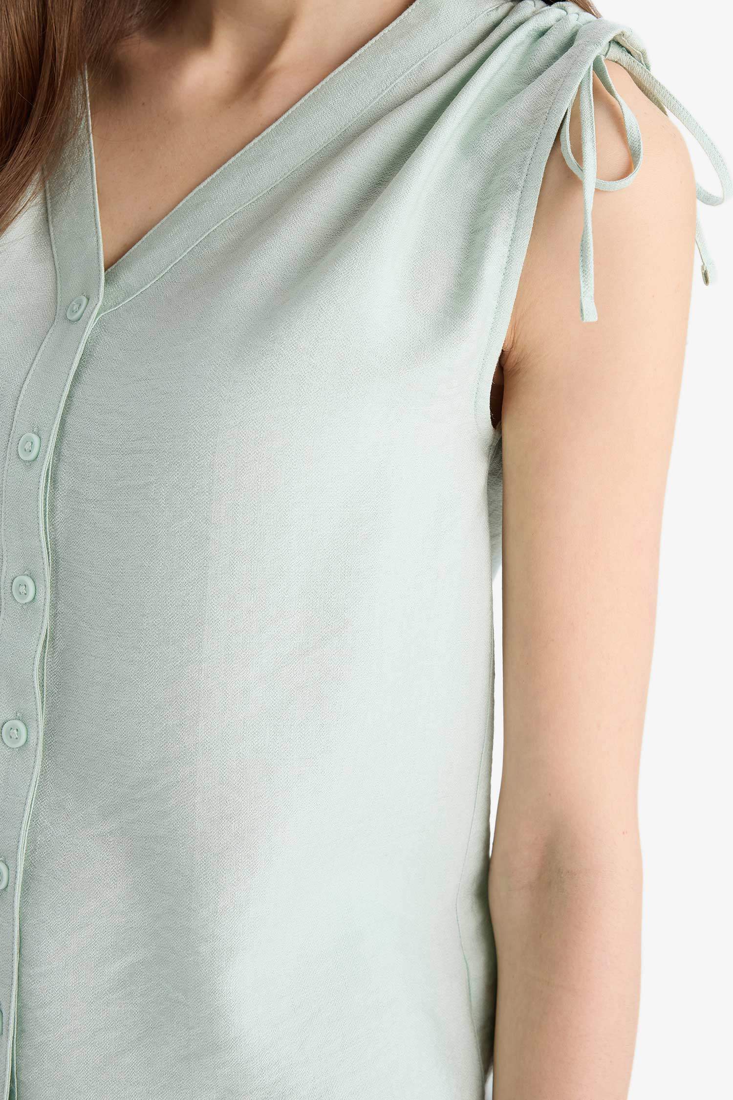 Regular Fit V-Neck Sleeveless Blouse