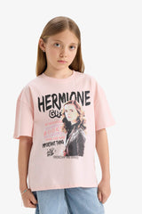 Girls Harry Potter Oversize Wide Pattern Crew Neck Short Sleeve T-Shirt