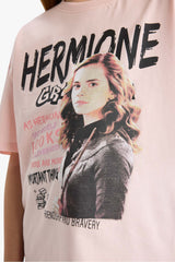 Girls Harry Potter Oversize Wide Pattern Crew Neck Short Sleeve T-Shirt