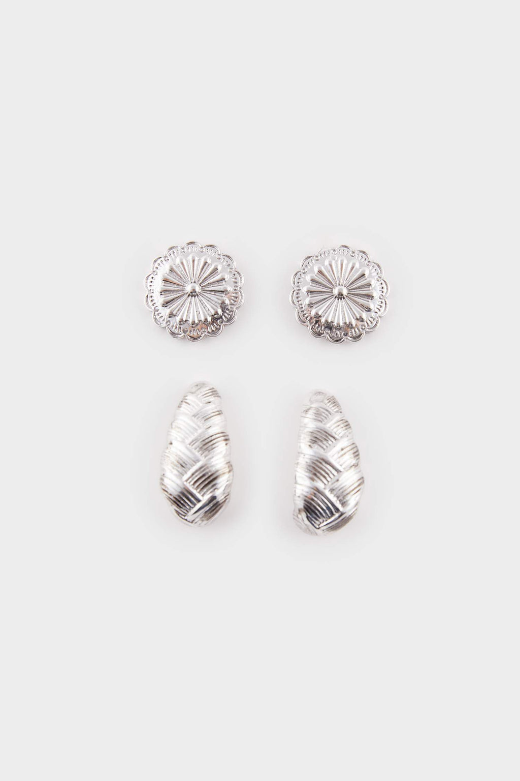 Women's 2-Piece Silver Earrings