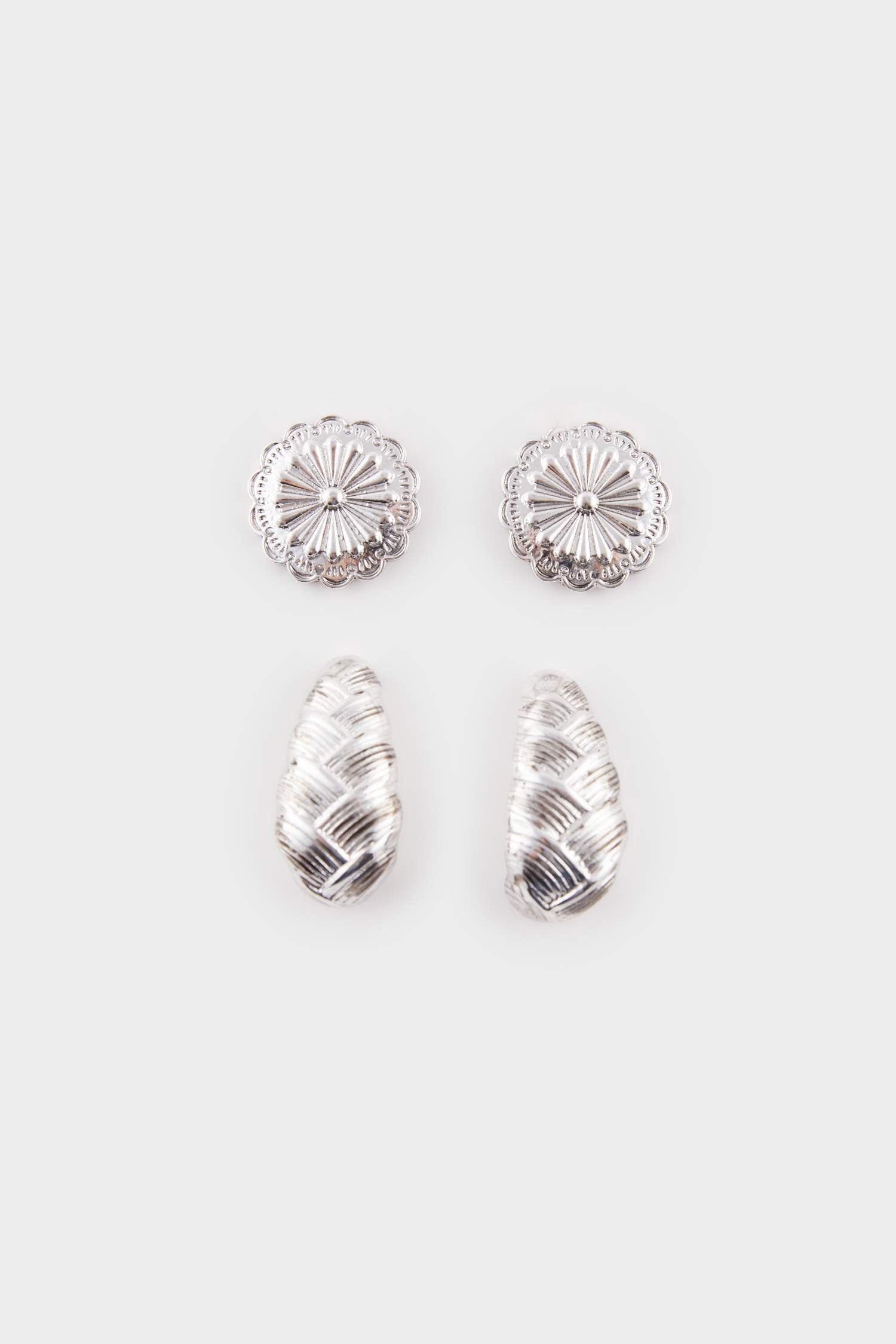 Women's 2-Piece Silver Earrings