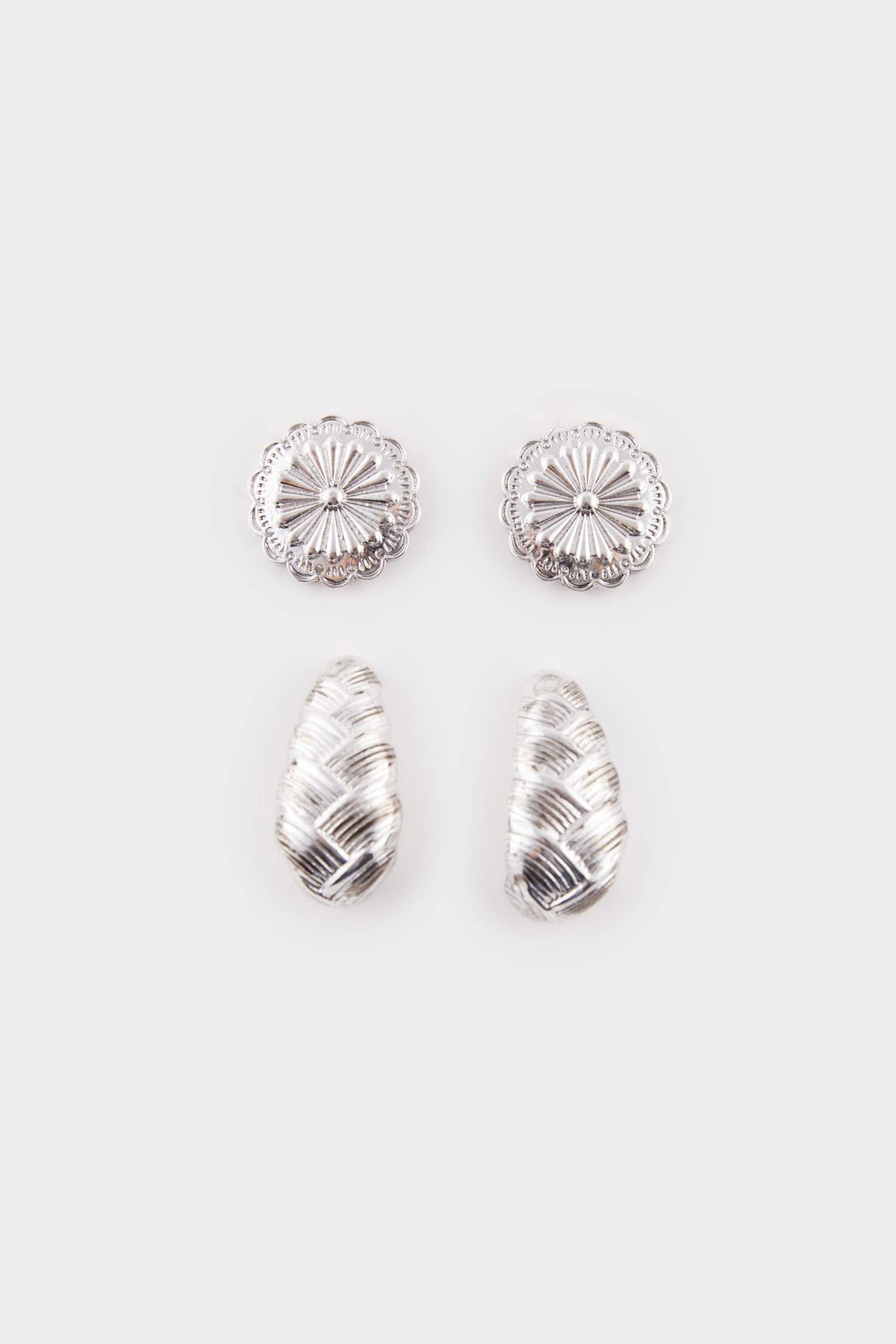 Women's 2-Piece Silver Earrings