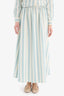 A-Line Striped Linen Blend Maxi Skirt