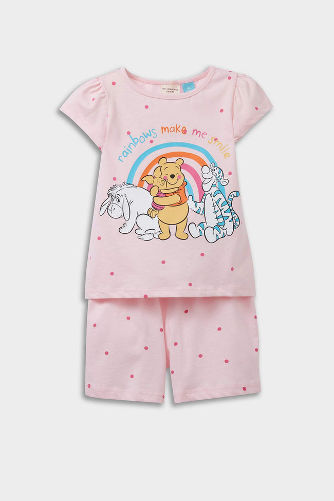 Baby Girl Disney Winnie The Pooh Pajama Set Short Sleeve Cotton Top Elastic Waist Shorts Main Image
