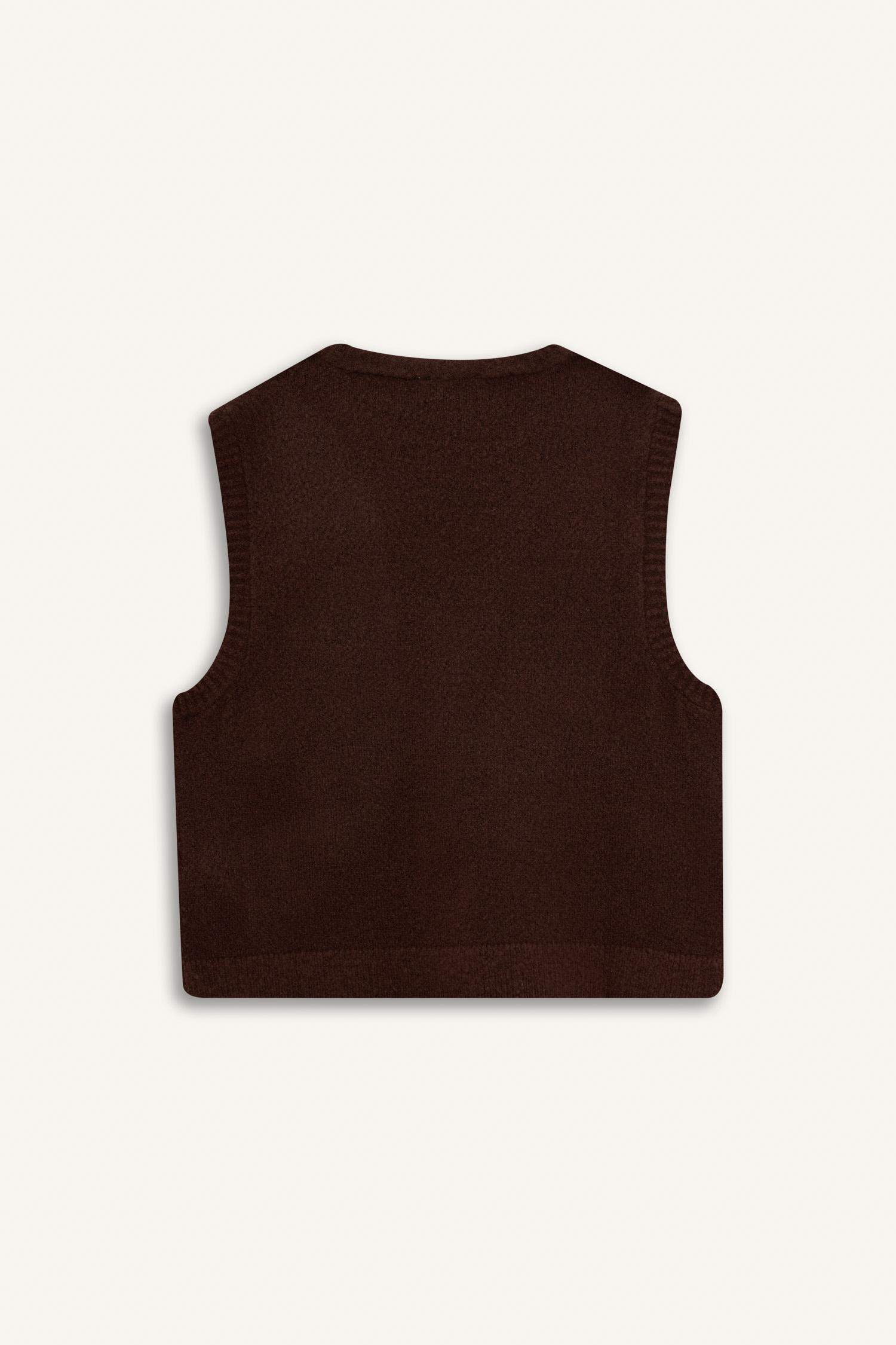 Regular Fit V-Neck Buttoned Knitted Vest with Pockets