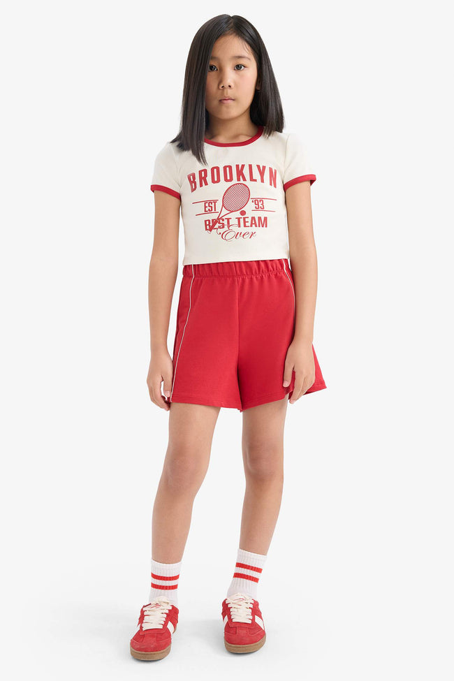 Girl Corduroy Printed T-Shirt Shorts 2 Piece Set Main Image