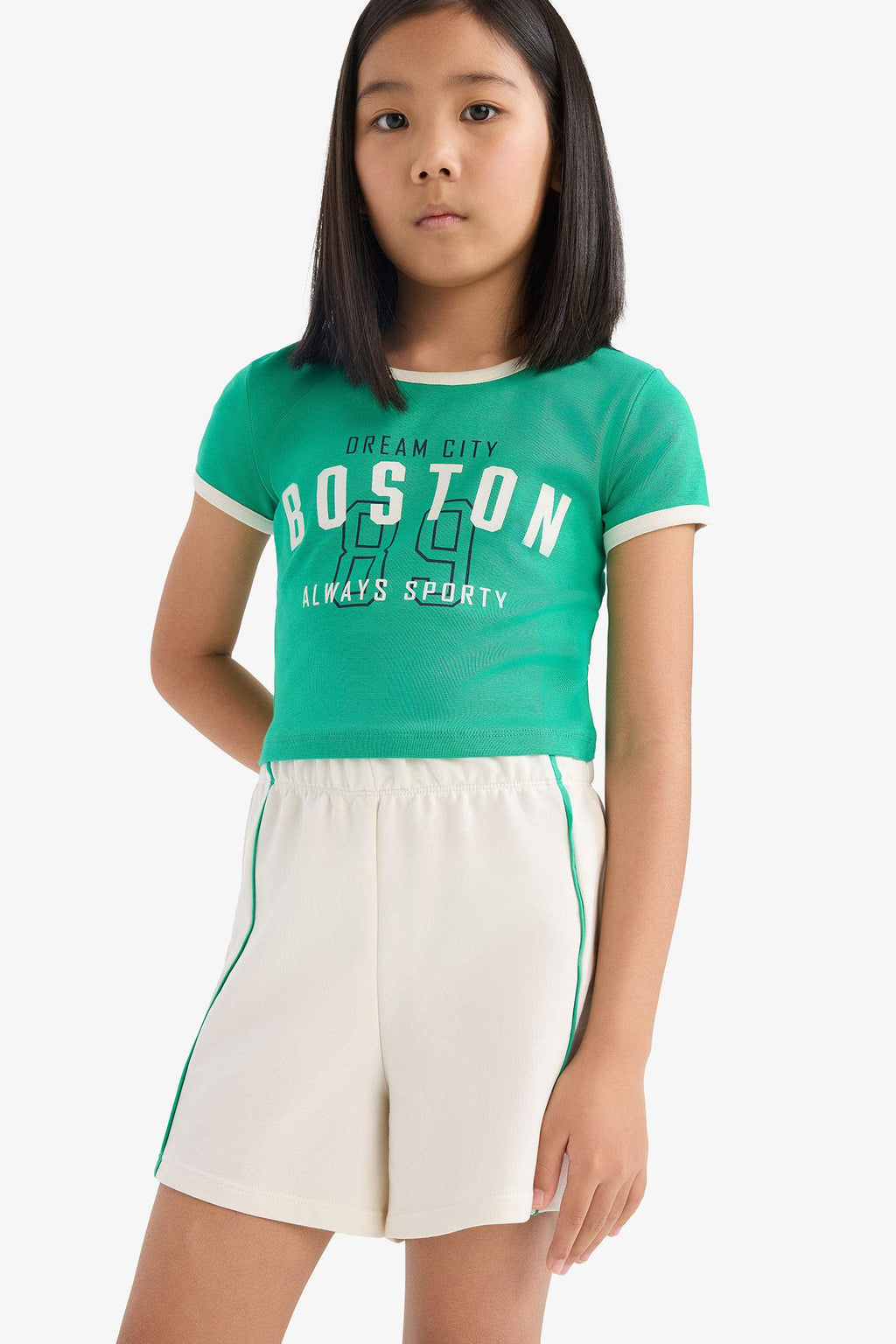 Girl Corduroy Printed T-Shirt Shorts 2 Piece Set