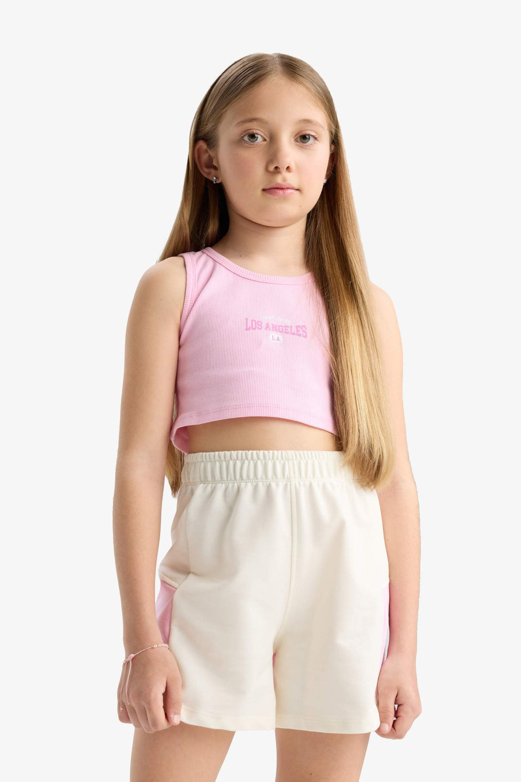 Girl 2-Piece Set Printed Sleeveless T-Shirt Shorts