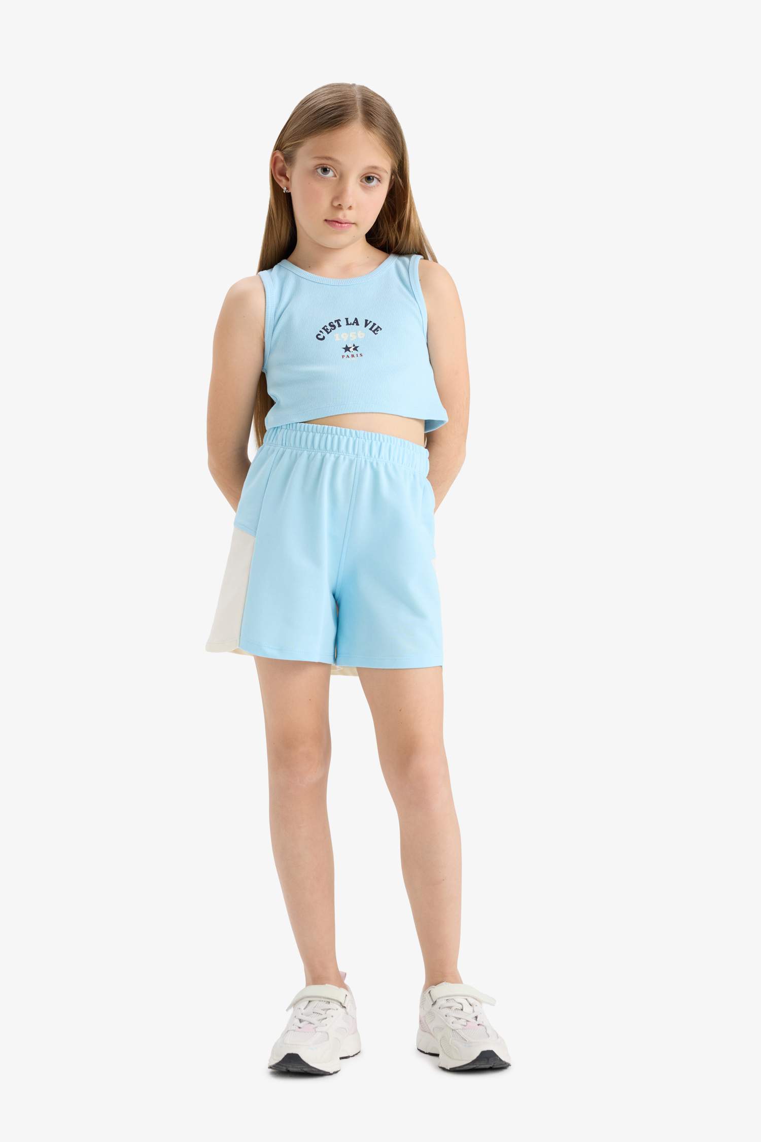 Girl 2-Piece Set Printed Sleeveless T-Shirt Shorts