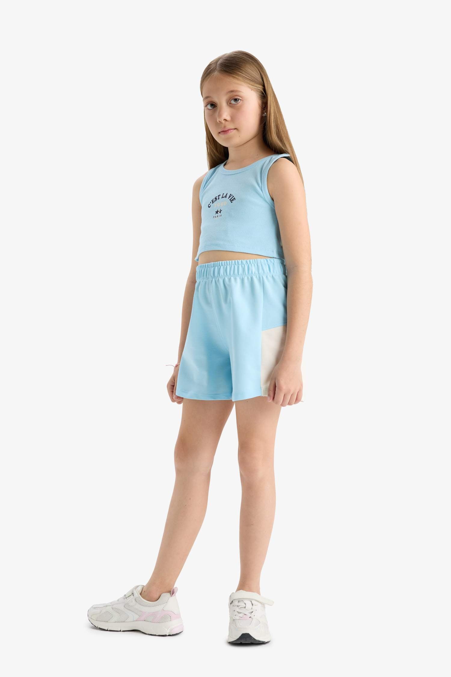 Girl 2-Piece Set Printed Sleeveless T-Shirt Shorts