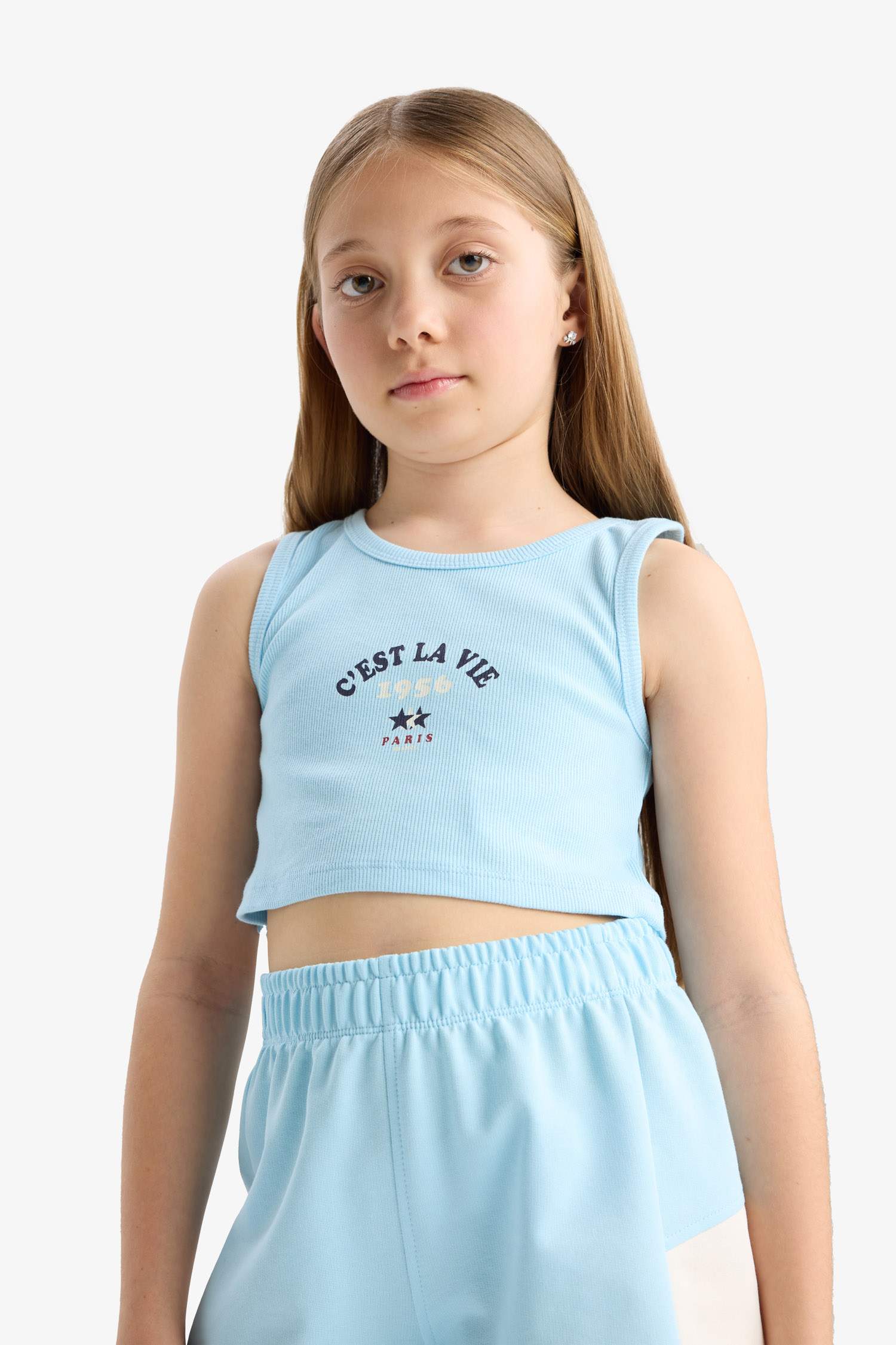 Girl 2-Piece Set Printed Sleeveless T-Shirt Shorts