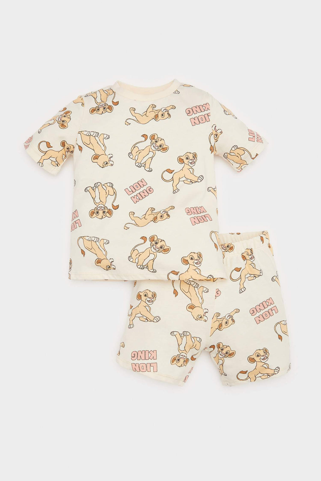 Boys Baby Disney Lion King Pajama Kit Short Sleeve Combe Top Waist Waist Rubber Shorts