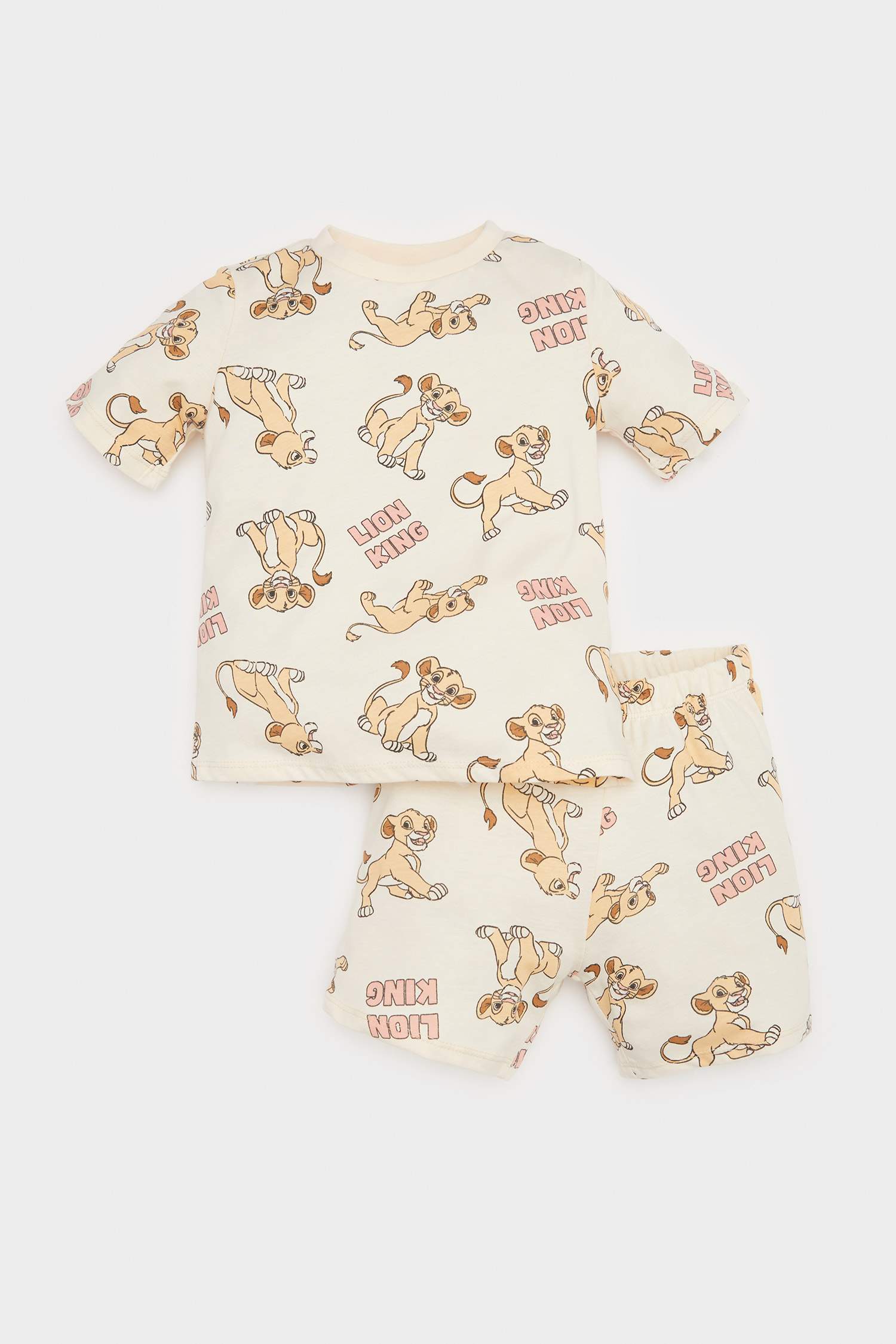 Boys Baby Disney Lion King Pajama Kit Short Sleeve Combe Top Waist Waist Rubber Shorts