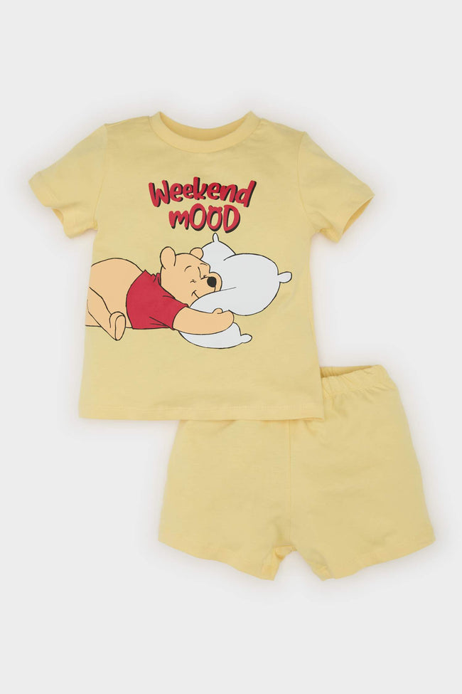 Baby Boy Disney Winnie The Pooh Pajama Set Short Sleeve Combed Cotton Top Elastic Waist Shorts Hover Image