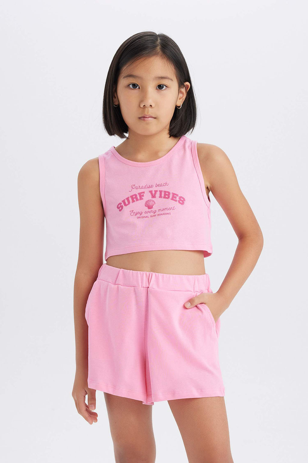 Girl 2 Pcs Set Printed Athlete Shorts