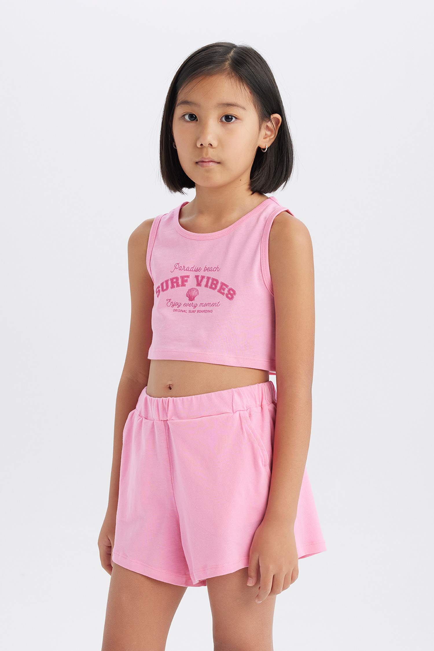 Girl 2 Pcs Set Printed Athlete Shorts