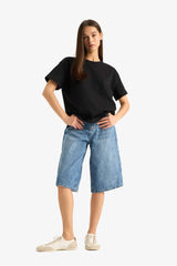 Oversize Wide Pattern Crew Neck Short Sleeve T-Shirt