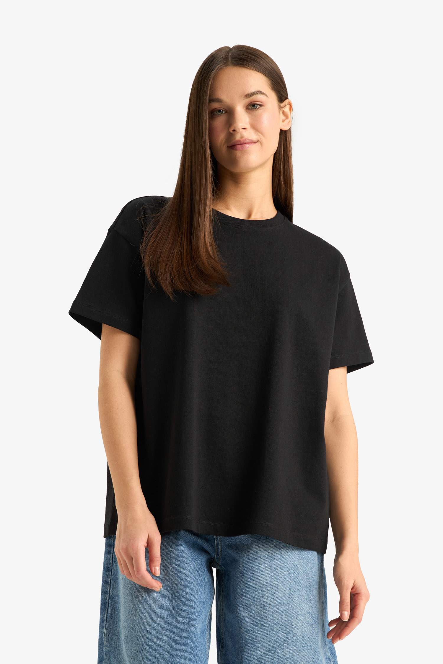 Oversize Wide Pattern Crew Neck Short Sleeve T-Shirt