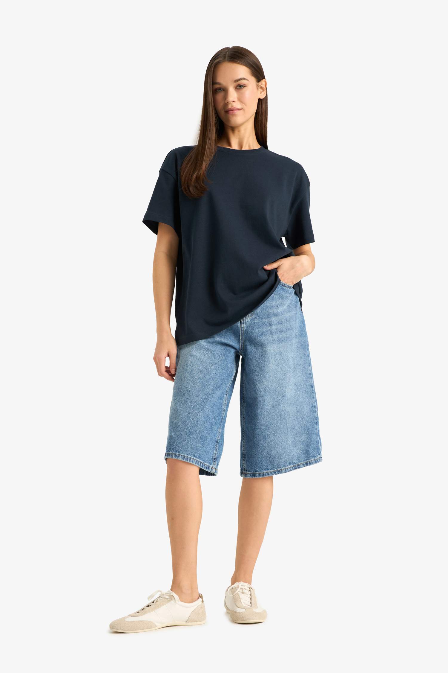 Oversize Wide Pattern Crew Neck Short Sleeve T-Shirt