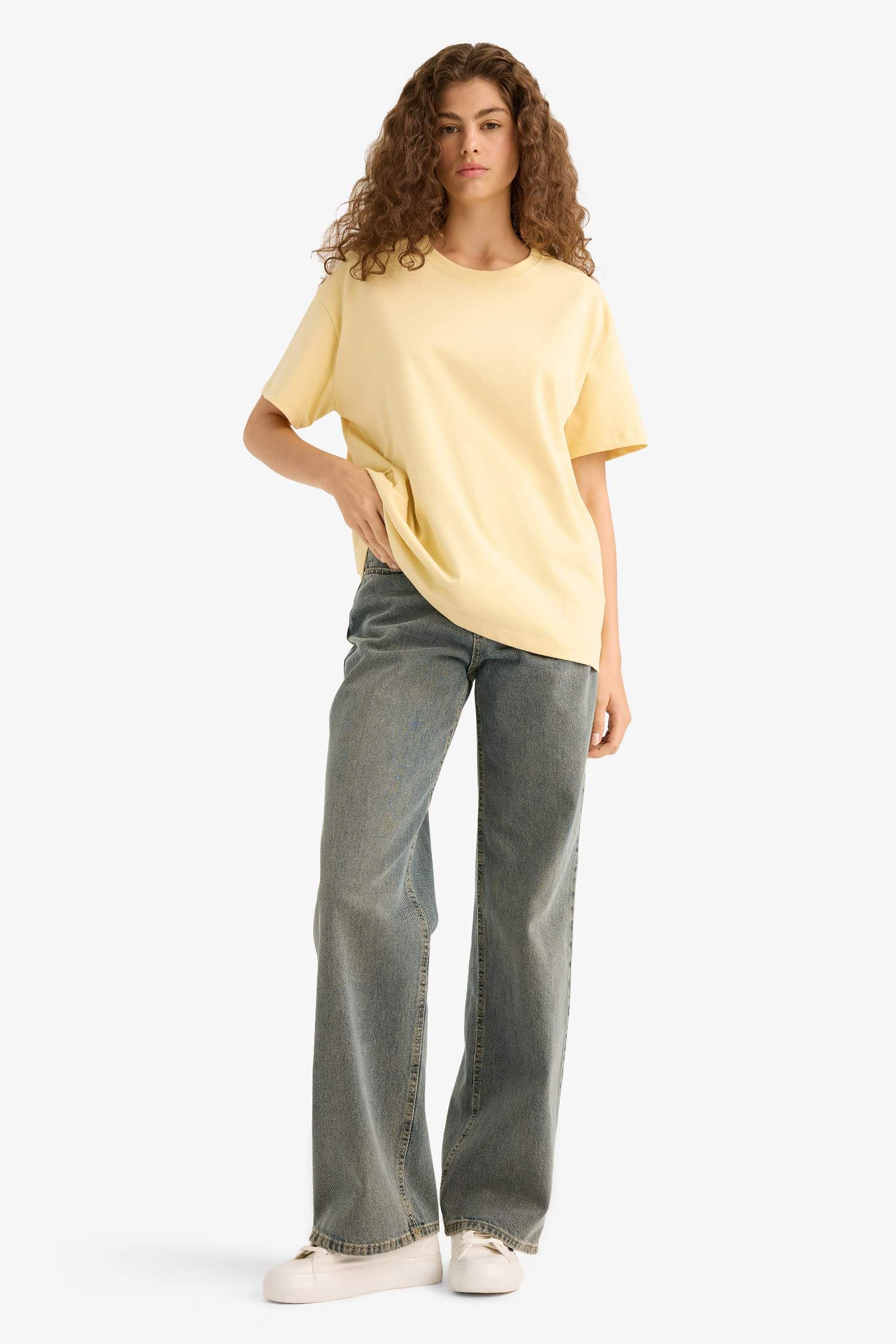 Oversize Wide Pattern Crew Neck Short Sleeve T-Shirt