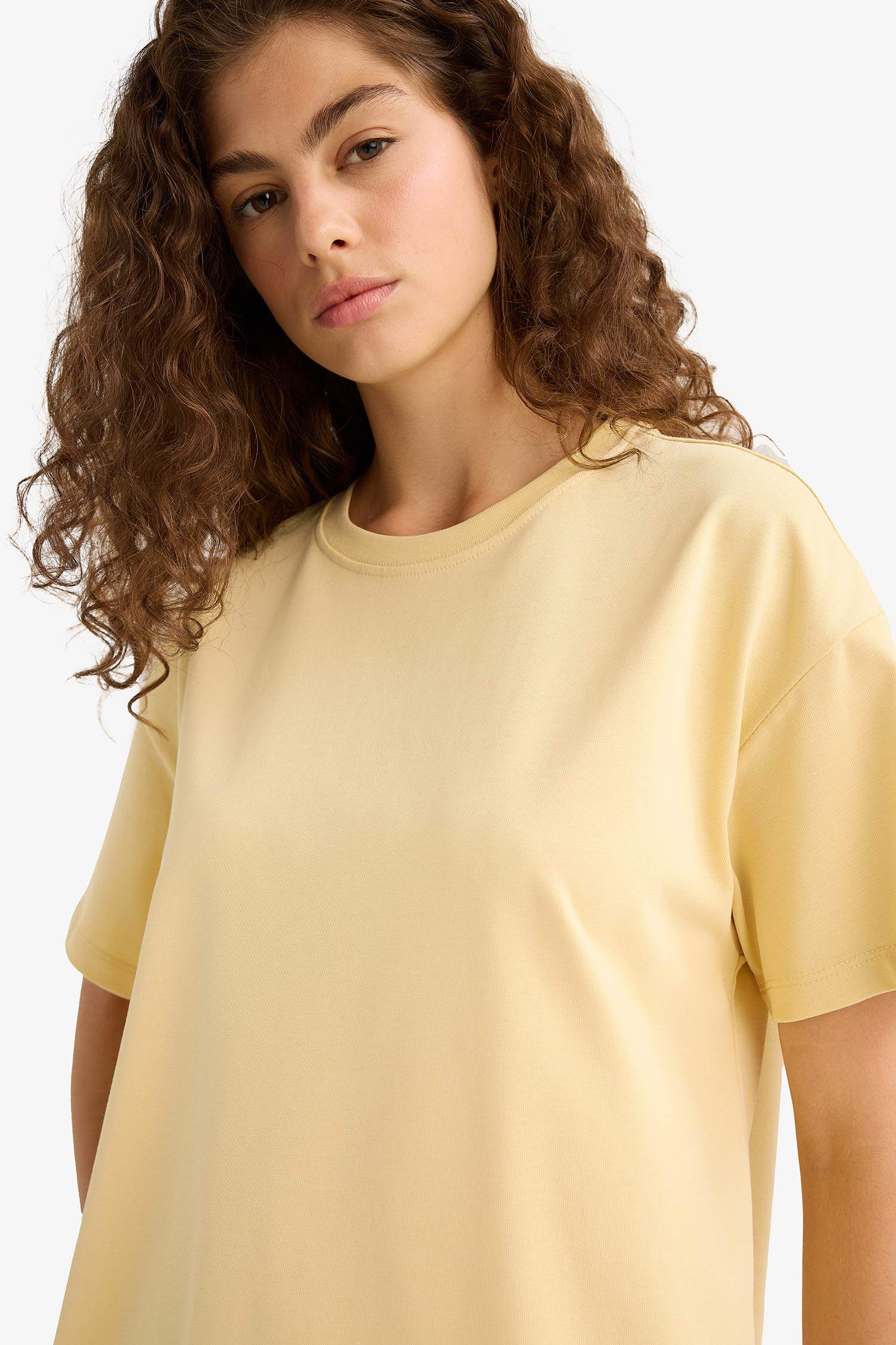 Oversize Wide Pattern Crew Neck Short Sleeve T-Shirt