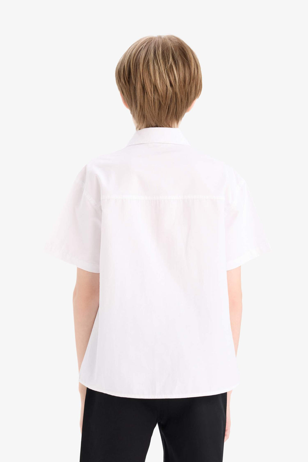 Oversize Wide Fit Polo Collar Printed Poplin Short-Sleeve Shirt For Boys