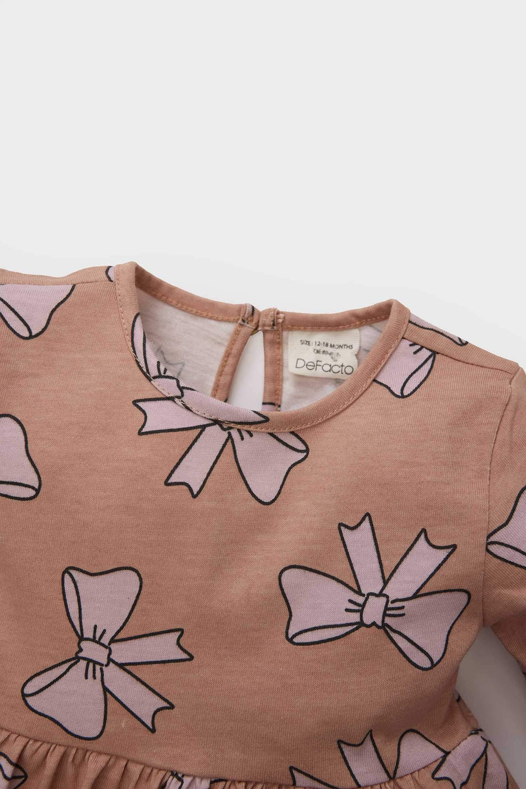 Baby Girl Bow Patterned Long Sleeve Dress