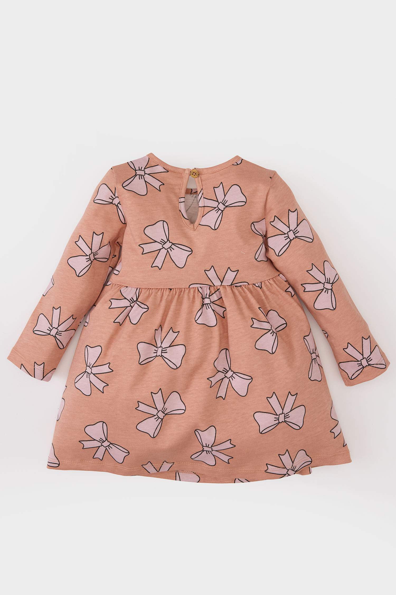 Baby Girl Bow Patterned Long Sleeve Dress