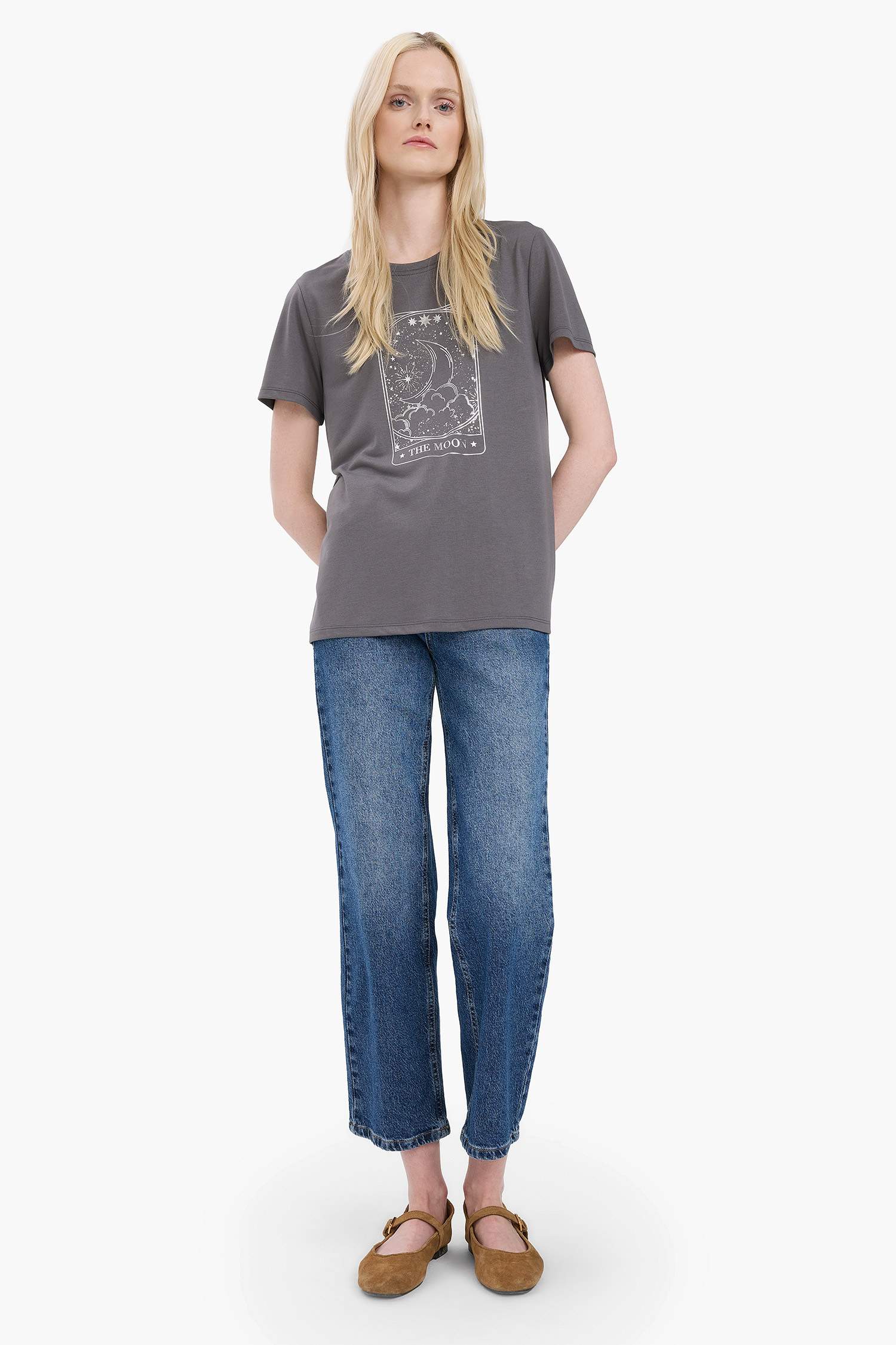 Regular Fit Crew Neck Printed Short Sleeve T-Shirt