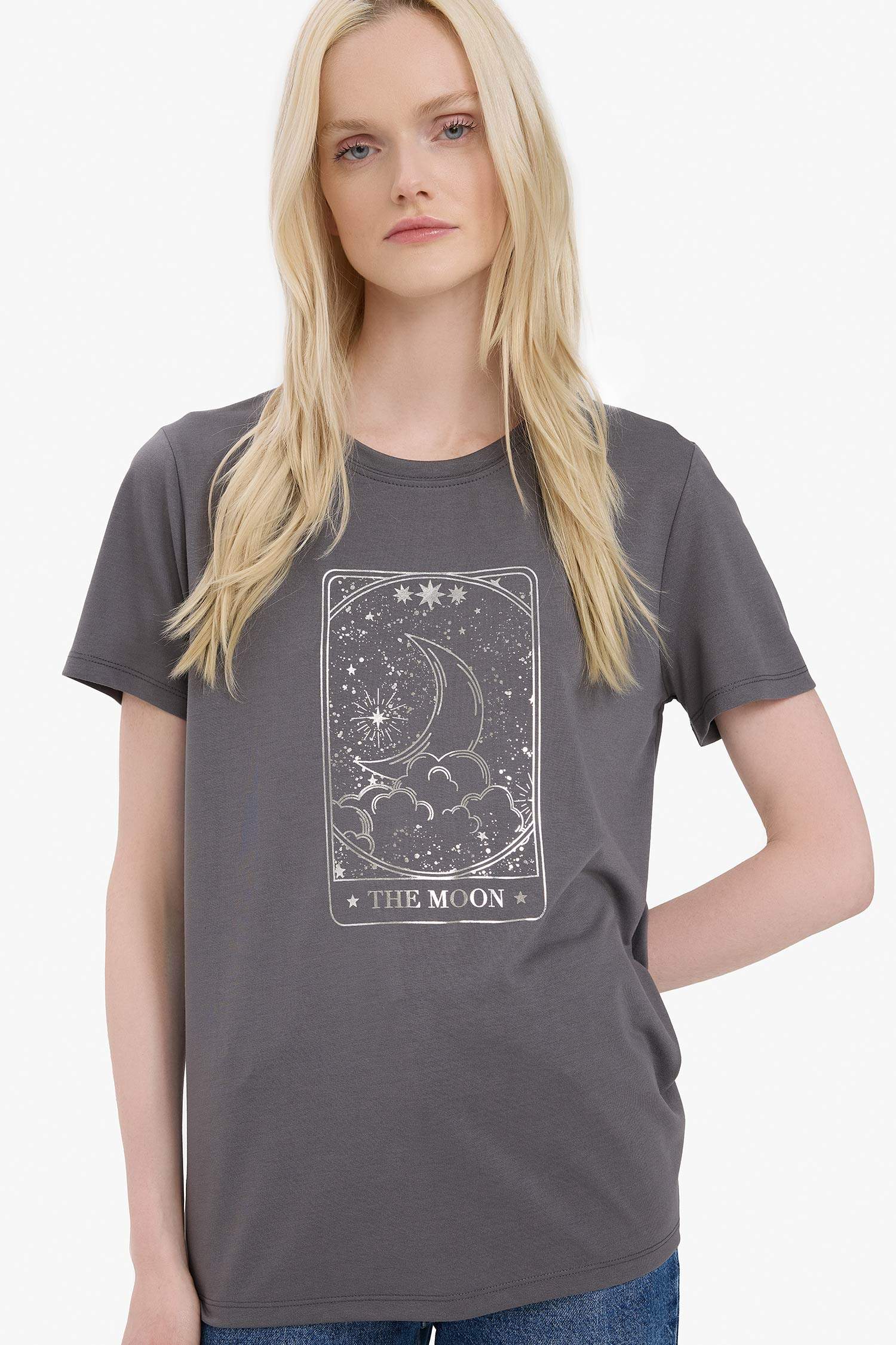 Regular Fit Crew Neck Printed Short Sleeve T-Shirt