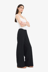 Wide Leg Crinkle Trousers