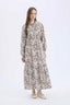 Shirt Collar Patterned Long Sleeve Maxi Dress