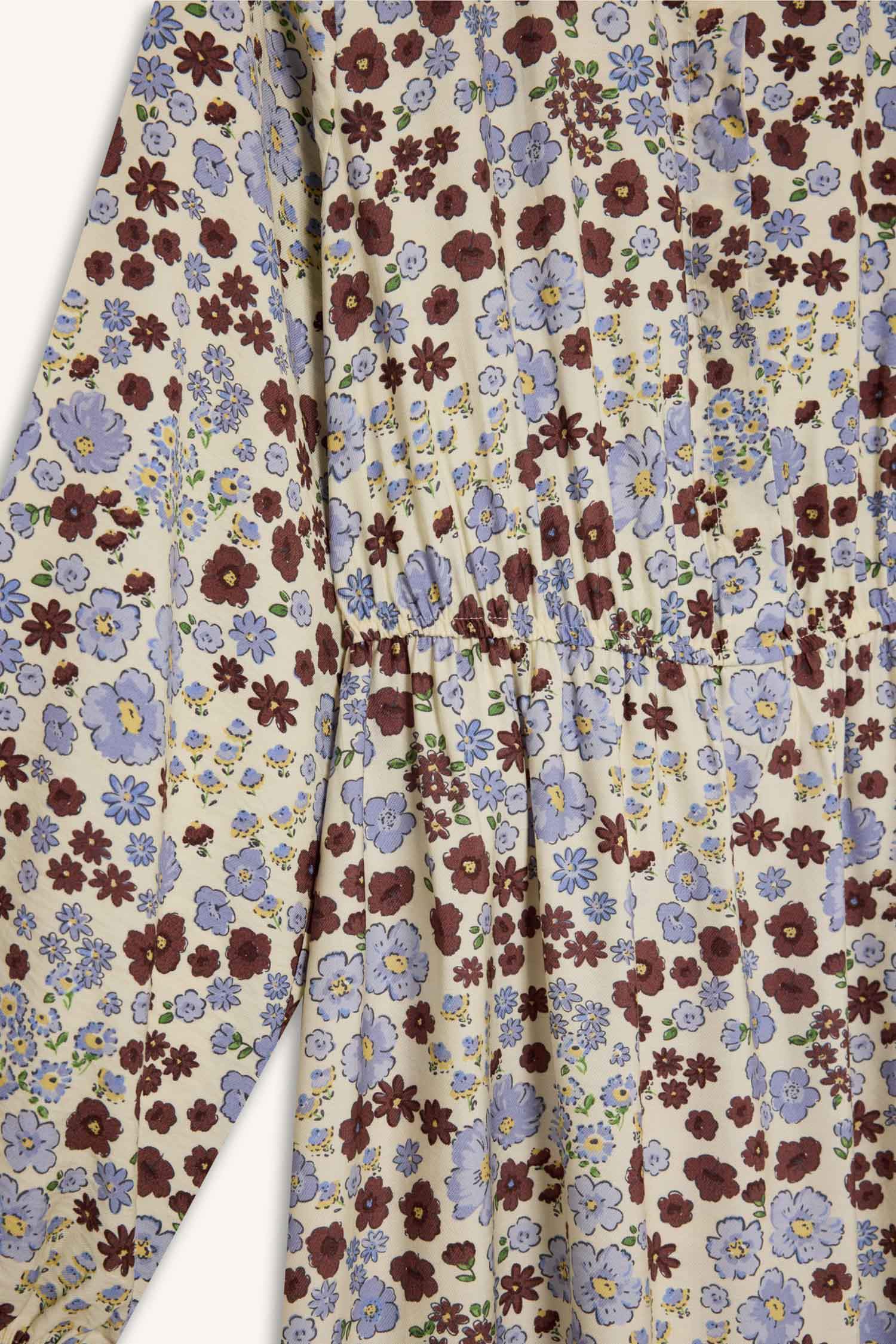 Shirt Collar Patterned Long Sleeve Maxi Dress