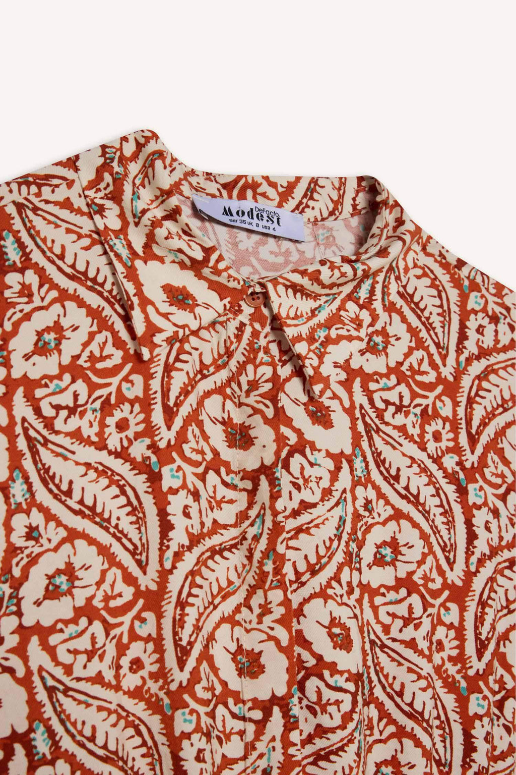 Shirt Collar Patterned Long Sleeve Maxi Dress