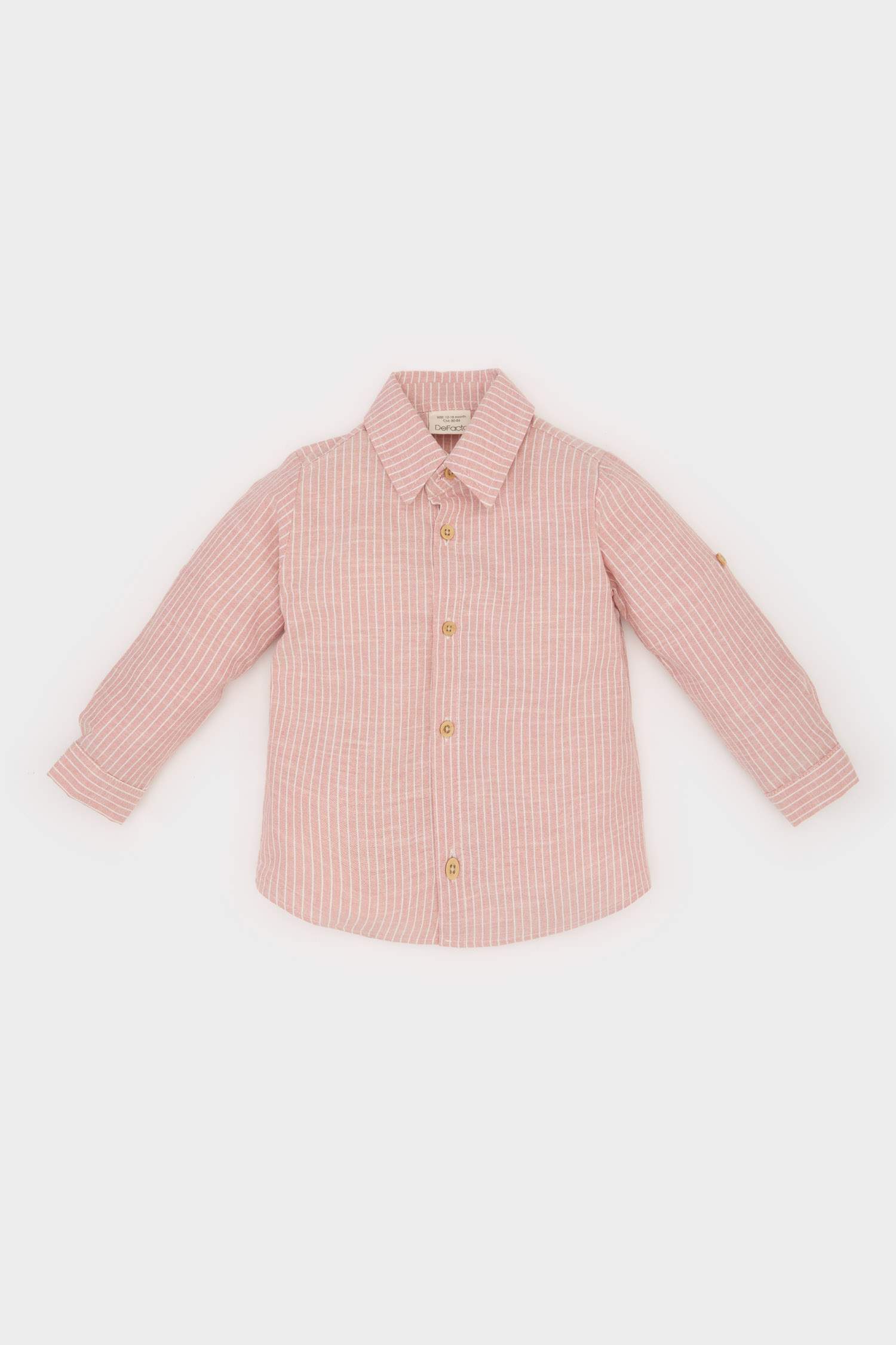 Baby Boy Shirt Collar Flam Poplin Long Sleeve Shirt