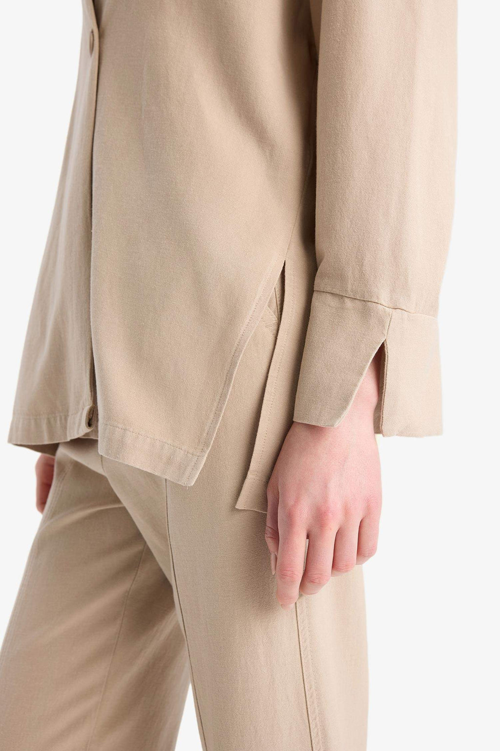 Relax Fit Linen Look Long Sleeve Tunic