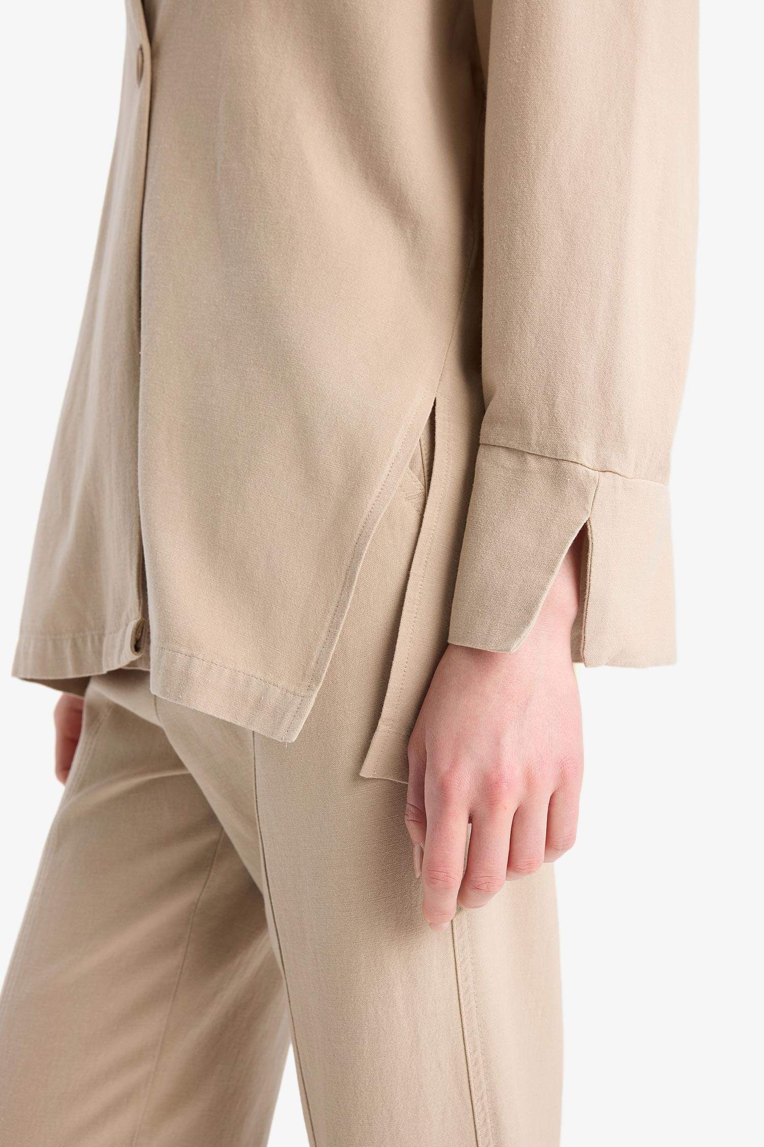 Relax Fit Linen Look Long Sleeve Tunic