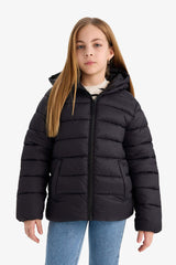 Girls Waterproof Hooded Zippered Puffer Coat