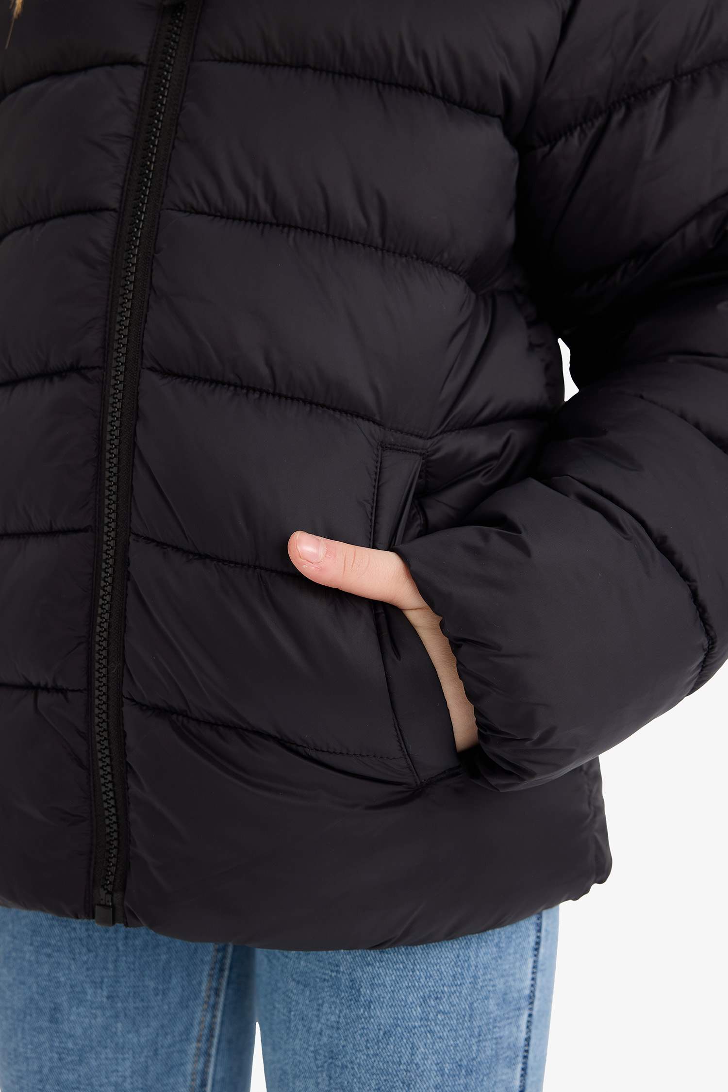 Girls Waterproof Hooded Zippered Puffer Coat