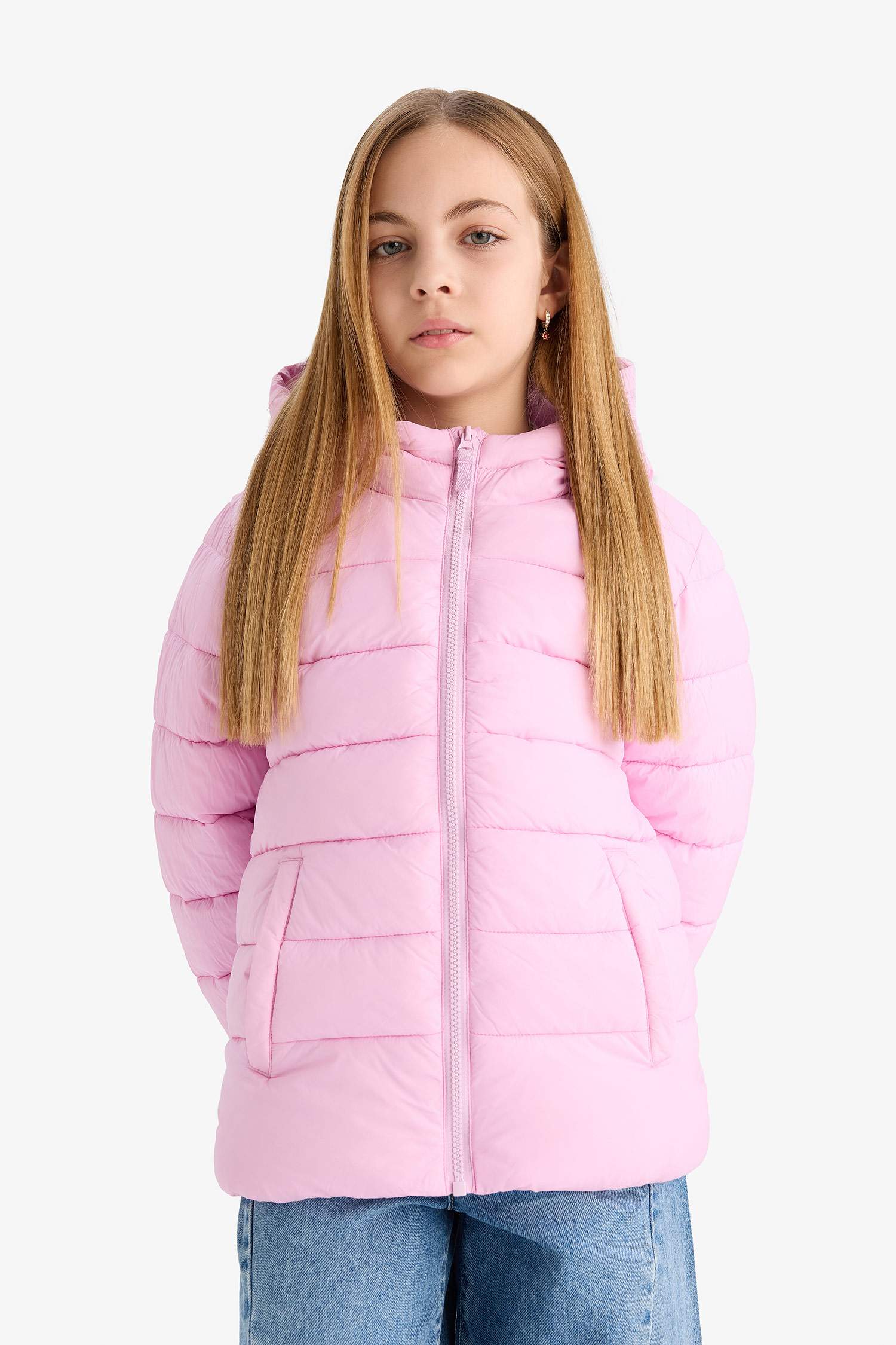 Girls Waterproof Hooded Zippered Puffer Coat