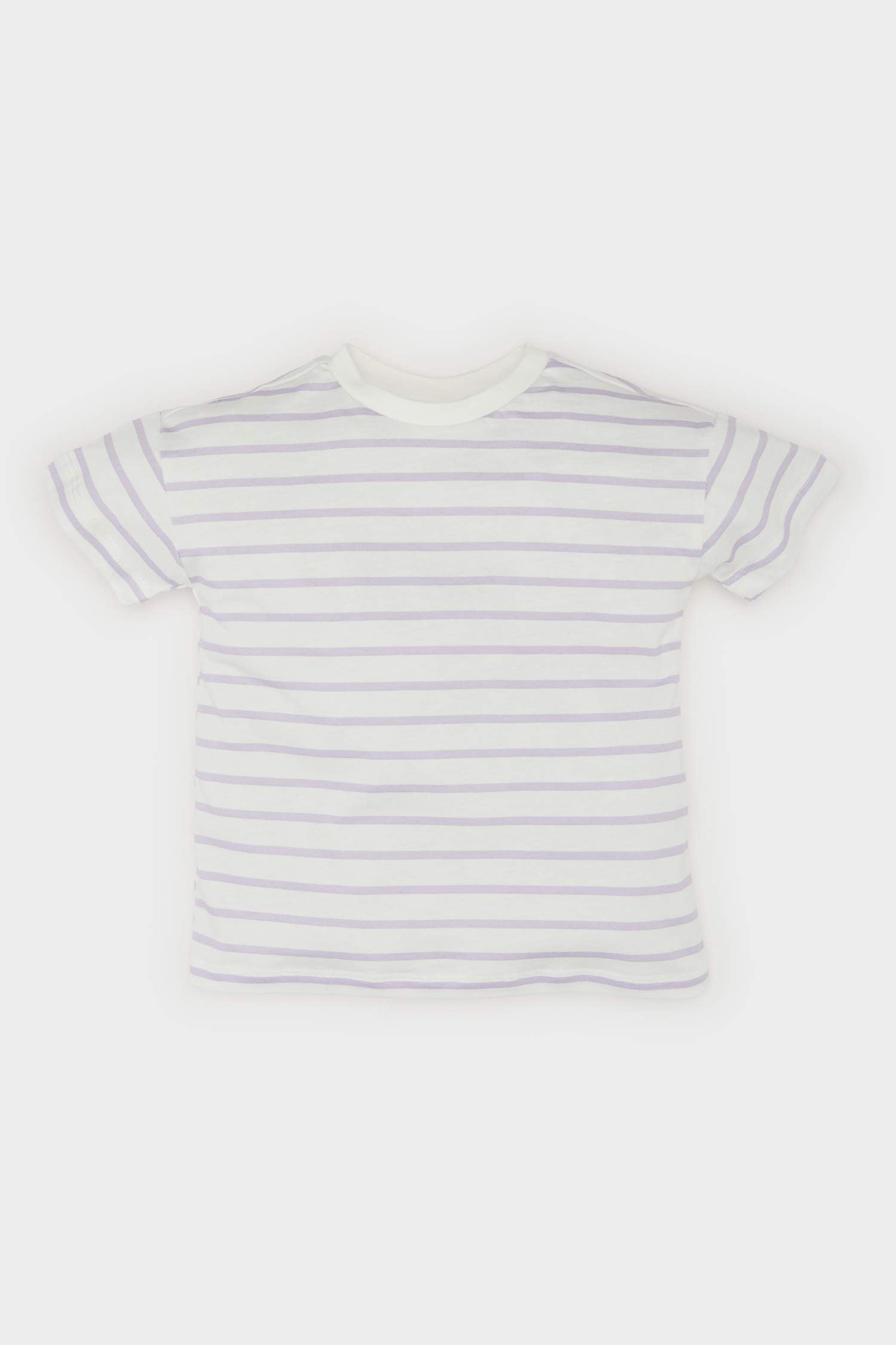 Girl Baby Bike Collar Striped Short Sleeve T-Shirt