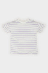 Girl Baby Bike Collar Striped Short Sleeve T-Shirt