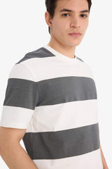 100% Cotton Regular Fit Crew Neck Striped Short Sleeve T-Shirt