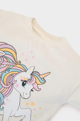 Girl Baby 2 Pcs Suit Unicorn Printed Long Sleeve T-shirt Spanish Leg Legs