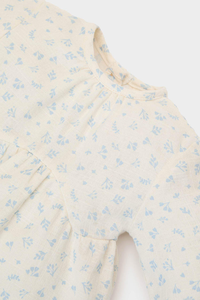 Girl Baby 2 Pcs Set Floral Muslin Long Sleeve Blouse Waist Wide Plenty Leg Pants Hover Image