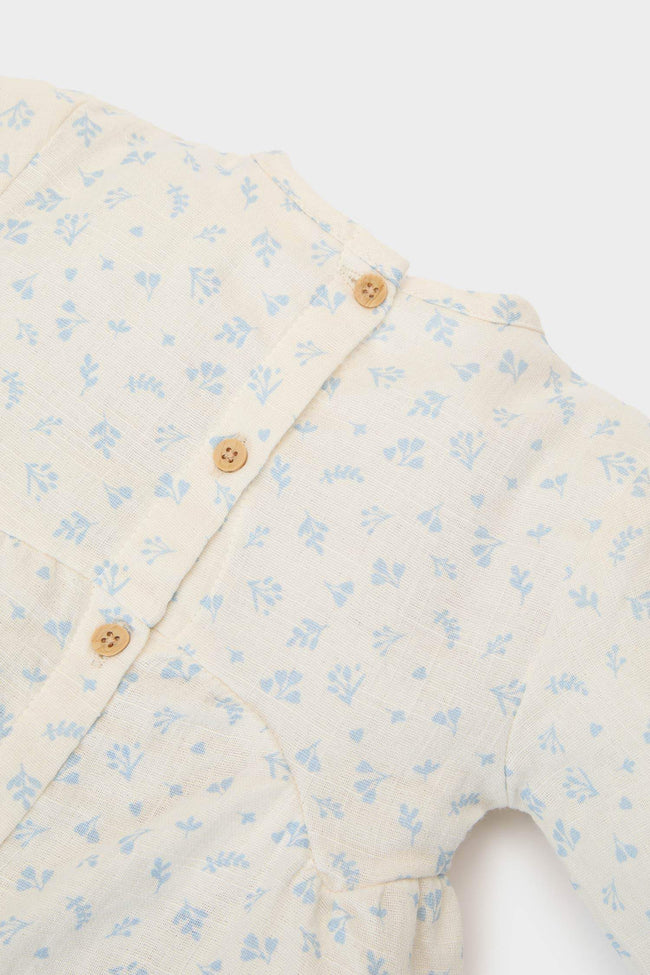 Girl Baby 2 Pcs Set Floral Muslin Long Sleeve Blouse Waist Wide Plenty Leg Pants Main Image