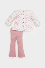 Baby Girl Floral Poplin Shirt Trousers 2 Piece Set