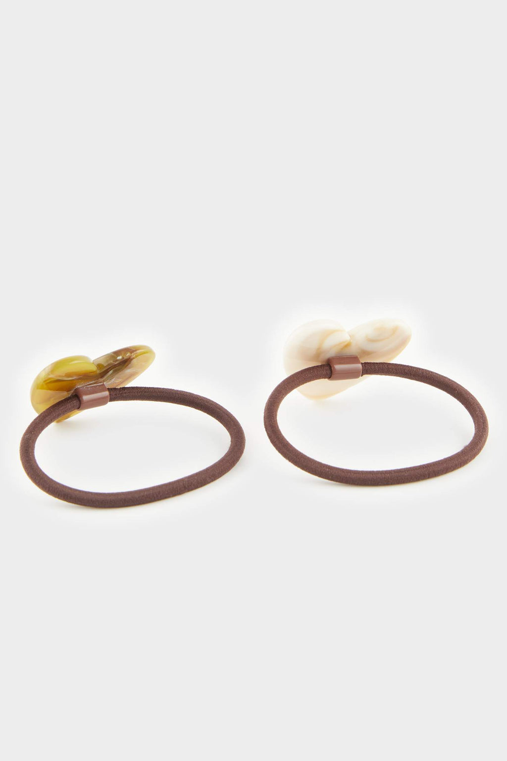 Women Coffee and Beige Heart Detailed 2-Pack Elastic Buckle