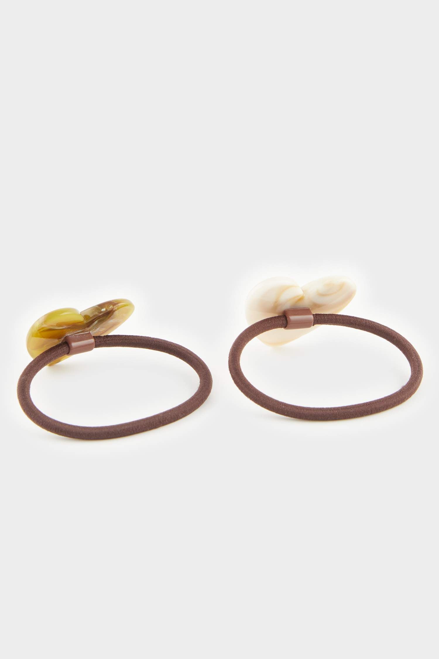 Women Coffee and Beige Heart Detailed 2-Pack Elastic Buckle