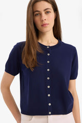 Regular Fit Crew Neck Basic Plain Knitwear Cardigan